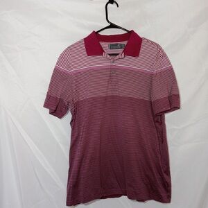 Mizuno Pro Collection Golf Polo Striped Short Sleeved Mens Size Large Bergundy